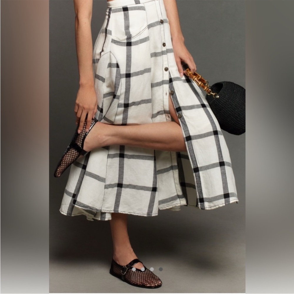 Anthropologie Pilcro Halter Plunge Linen Midi Dress - Picture 4 of 6